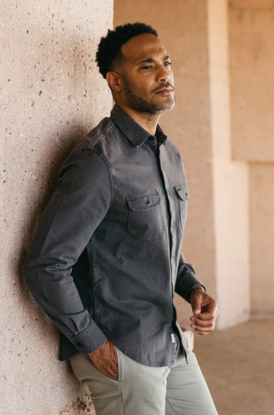 Hiroshi Kato The Brace Stretch Oxford - Charcoal