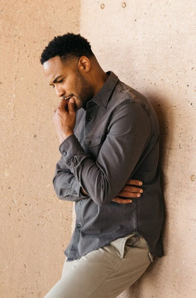 Hiroshi Kato The Brace Stretch Oxford - Charcoal