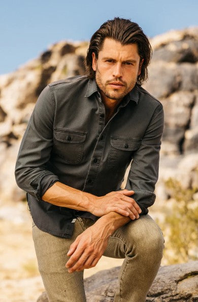 Hiroshi Kato The Brace Stretch Oxford - Charcoal