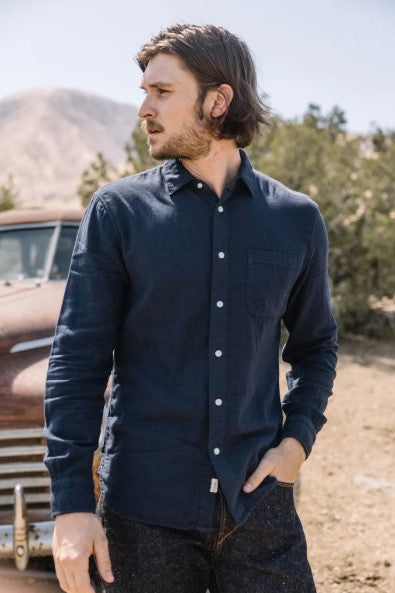 Hiroshi Kato The Ripper Double Gauze Organic Cotton Shirt - Navy