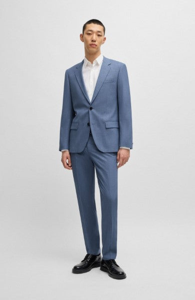 Hugo Slim-fit jacket in mouliné performance-stretch cloth