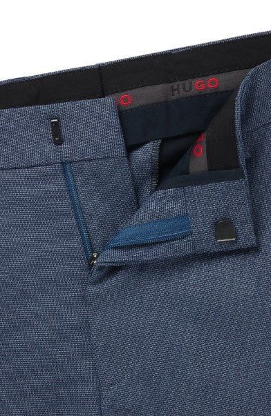 Hugo Slim-fit trousers in mouliné performance-stretch cloth