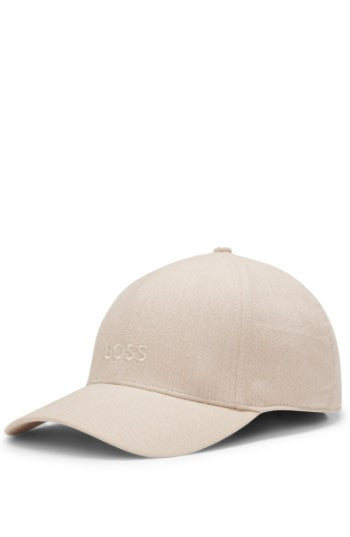 Hugo Boss Zed Embroidered-logo cap in linen - Beige