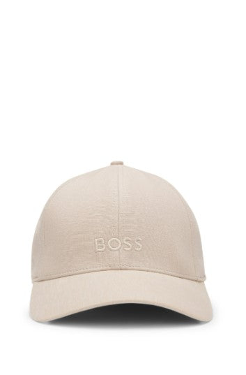 Hugo Boss Zed Embroidered-logo cap in linen - Beige
