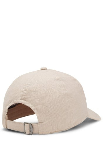 Hugo Boss Zed Embroidered-logo cap in linen - Beige