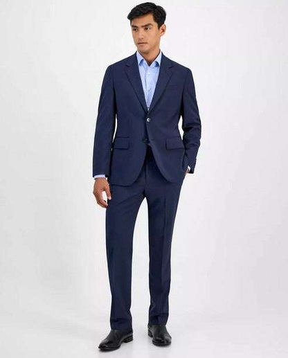 Navy Hugo Henry Getlin Suit slim fit two-piece with notched lapels and flap pockets