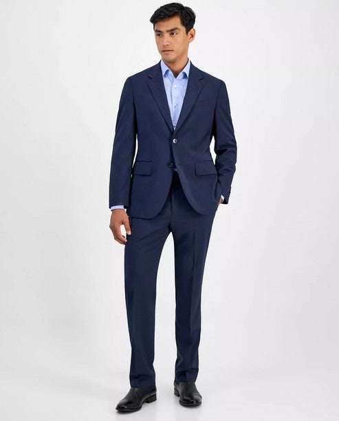 Navy Hugo Henry Getlin Suit slim fit two-piece with notched lapels and flap pockets