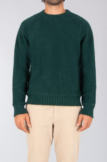 Hugo San Christopher Slub Crew Neck Sweater - Green