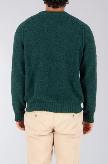 Hugo San Christopher Slub Crew Neck Sweater - Green