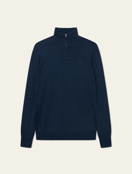 Les Deux Greyson Half-Zip Merino Knit - Dark Navy