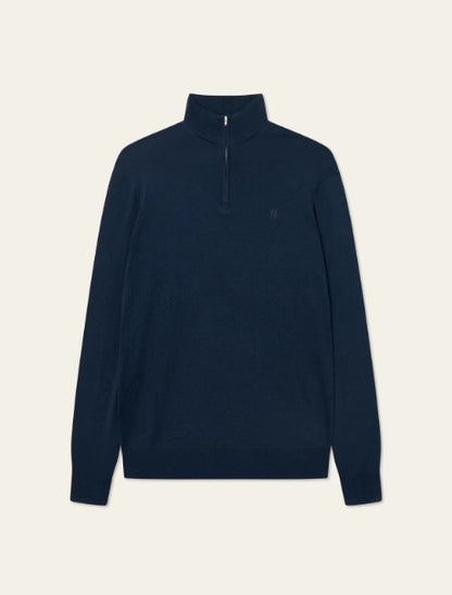 Les Deux Greyson Half-Zip Merino Knit - Dark Navy