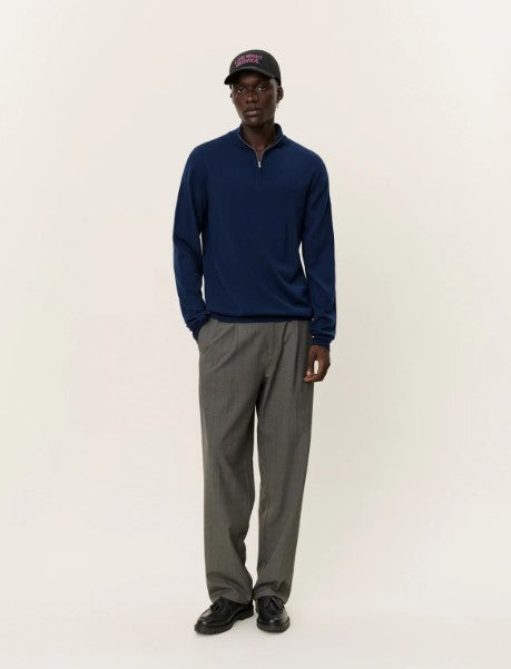 Les Deux Greyson Half-Zip Merino Knit - Dark Navy