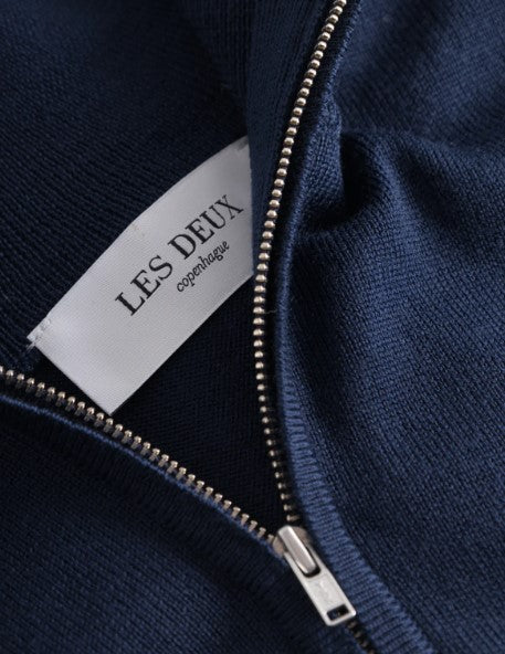 Les Deux Greyson Half-Zip Merino Knit - Dark Navy