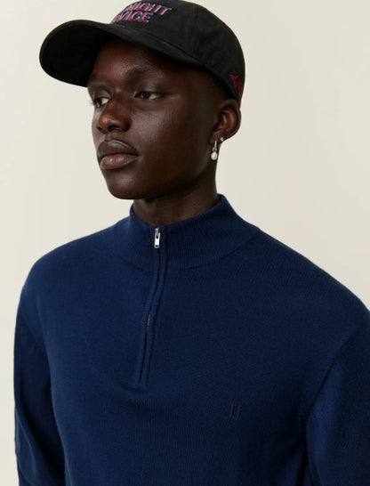 Les Deux Greyson Half-Zip Merino Knit - Dark Navy