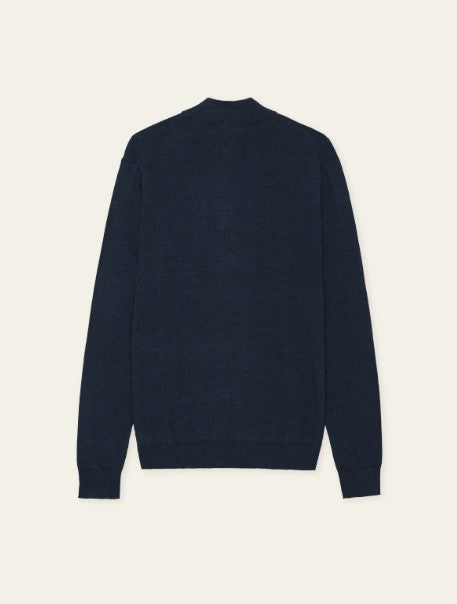 Les Deux Greyson Half-Zip Merino Knit - Dark Navy