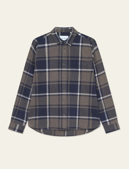 Les Deux Jeremy Check Flannel Shirt in Dark Navy