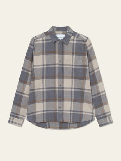 Les Deux Jeremy Check Flannel Shirt in Melange Grey