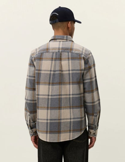 Les Deux Jeremy Check Flannel Shirt in Melange Grey