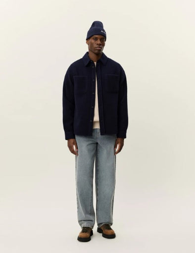 Les Deux Lennon Bouclé Overshirt in Navy