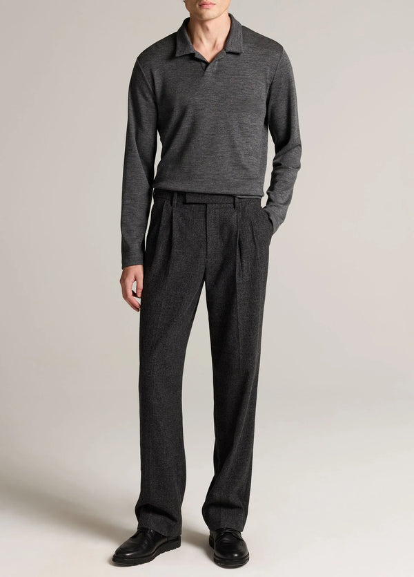 Vince Wool Interlock Johnny-Collar Polo Sweater - Medium Grey