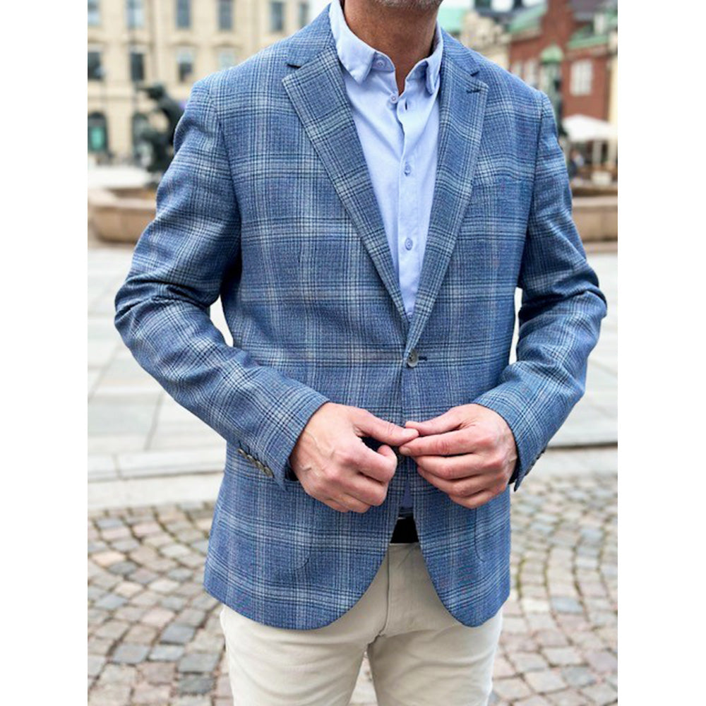 Matinique MAgeorge Plaid Blazer - Washed Blue