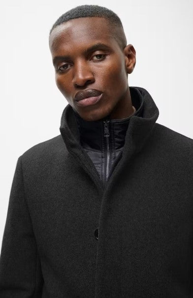 Matinque Harvey Wool Coat - Medium Grey Mélange