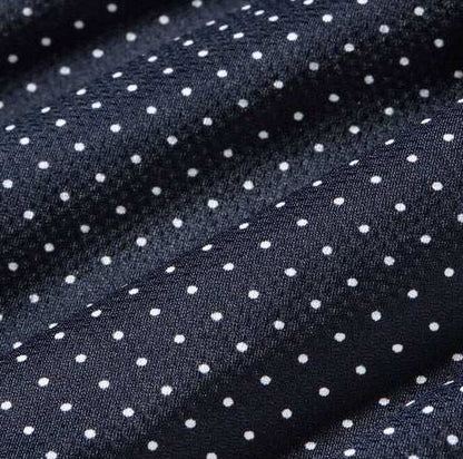 Mizzen & Main Halyard Short Sleeve navy dot print lightweight knit shirt with breathable fabric