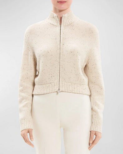Theory Donegal Wool-Cashmere Cropped Cardigan
