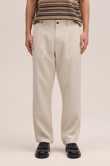 NN07 Aden Straight leg linen regular fit pant - Oat