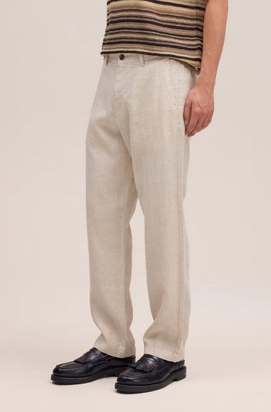 NN07 Aden Straight leg linen regular fit pant - Oat
