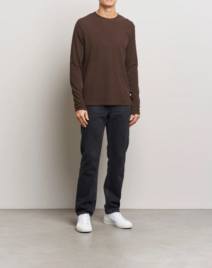NN07 Clive Waffle Knit Tee in deep truffle color made of 50% cotton and 50% TENCEL™ Modal blend