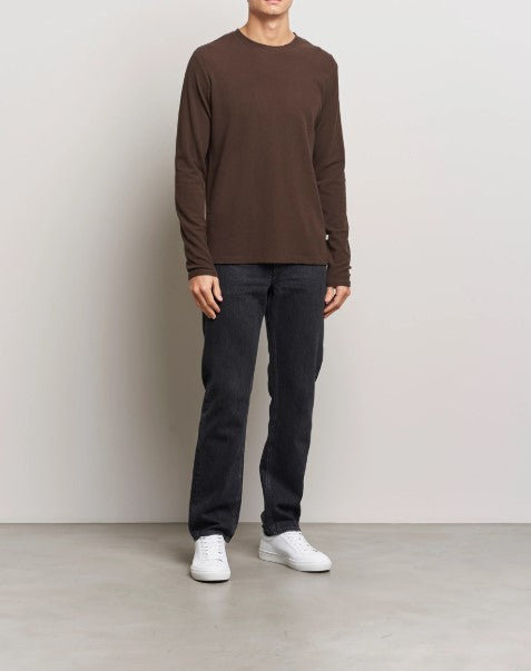 NN07 Clive Waffle Knit Tee in deep truffle color made of 50% cotton and 50% TENCEL™ Modal blend