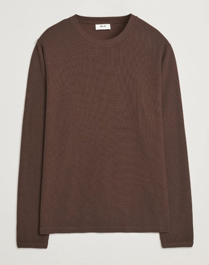 NN07 Clive Waffle Knit Tee - Deep Truffle