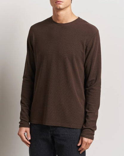 NN07 Clive Waffle Knit Tee - Deep Truffle