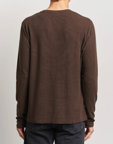 NN07 Clive Waffle Knit Tee - Deep Truffle