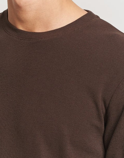 NN07 Clive Waffle Knit Tee - Deep Truffle