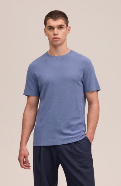NN07 Clive Waffle Knit Tee - Stone Blue
