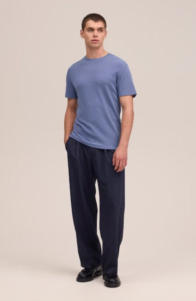 NN07 Clive Waffle Knit Tee - Stone Blue