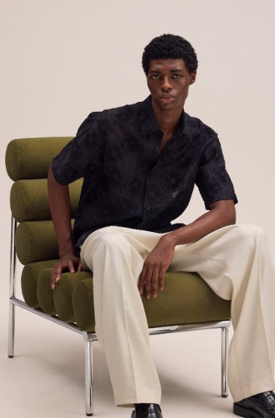 NN07 Freddy Dobby Weave Shirt - Black