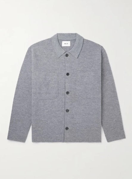 NN07 Jonas Boiled Merino Wool overshirt - Dark Grey Melange