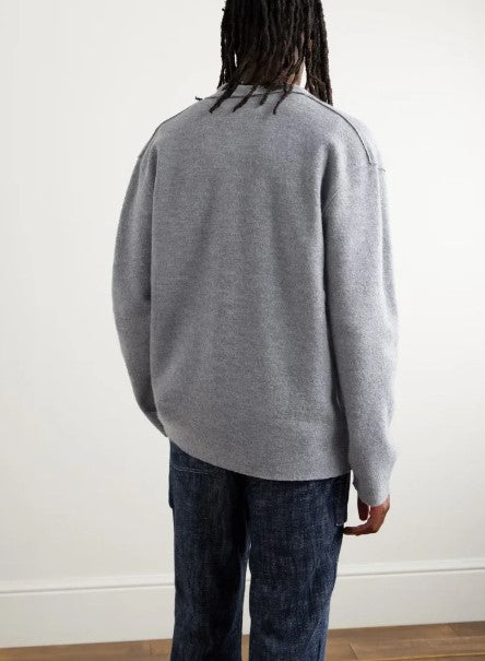 NN07 Jonas Boiled Merino Wool overshirt - Dark Grey Melange