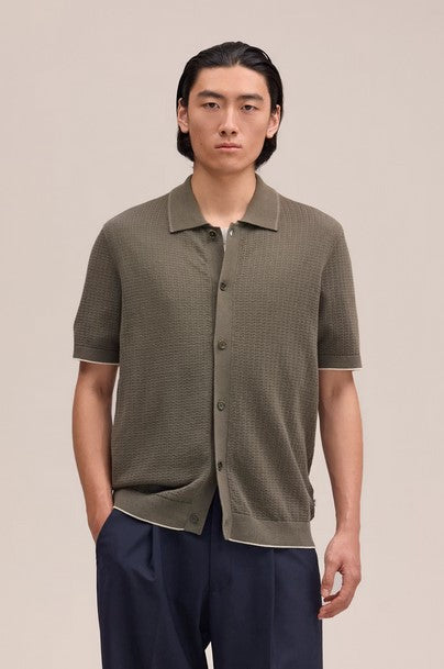 NN07 Nalo Textured Stitch polo - Capers