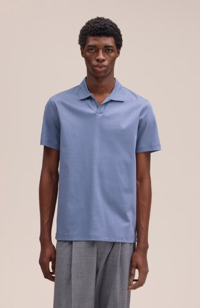 NN07 Paul Open Collar Polo - Stone Blue
