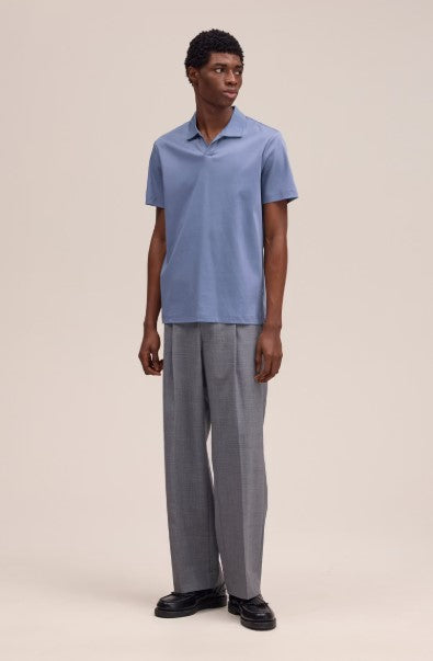 NN07 Paul Open Collar Polo - Stone Blue