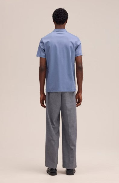 NN07 Paul Open Collar Polo - Stone Blue