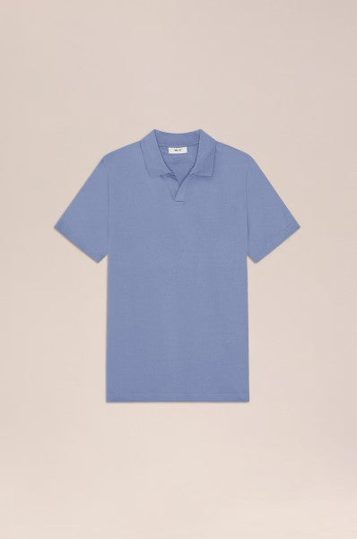 NN07 Paul Open Collar Polo - Stone Blue