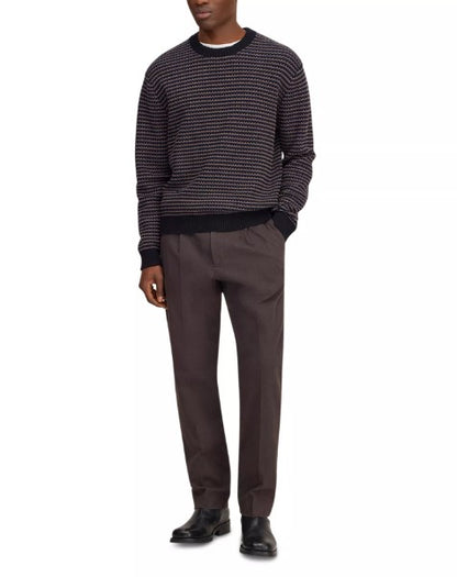 NN07 Russell Textured Stripe Knit Crewneck Sweater - Navy