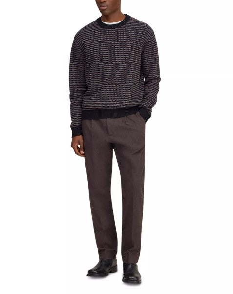 NN07 Russell Textured Stripe Knit Crewneck Sweater - Navy