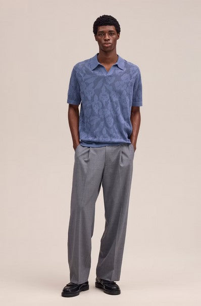 NN07 Ryan Flower Organic cotton polo - Stone Blue