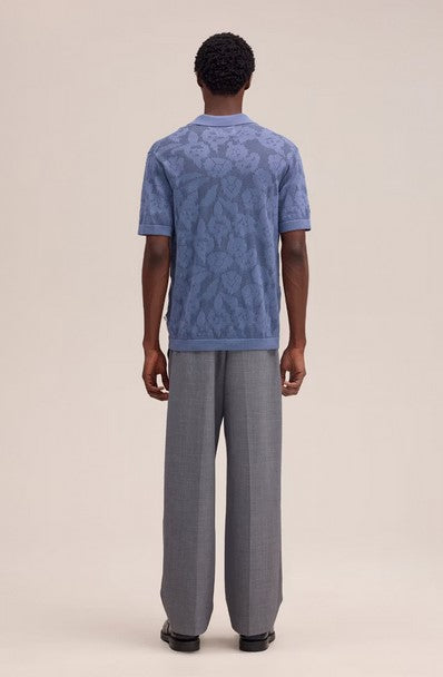 NN07 Ryan Flower Organic cotton polo - Stone Blue